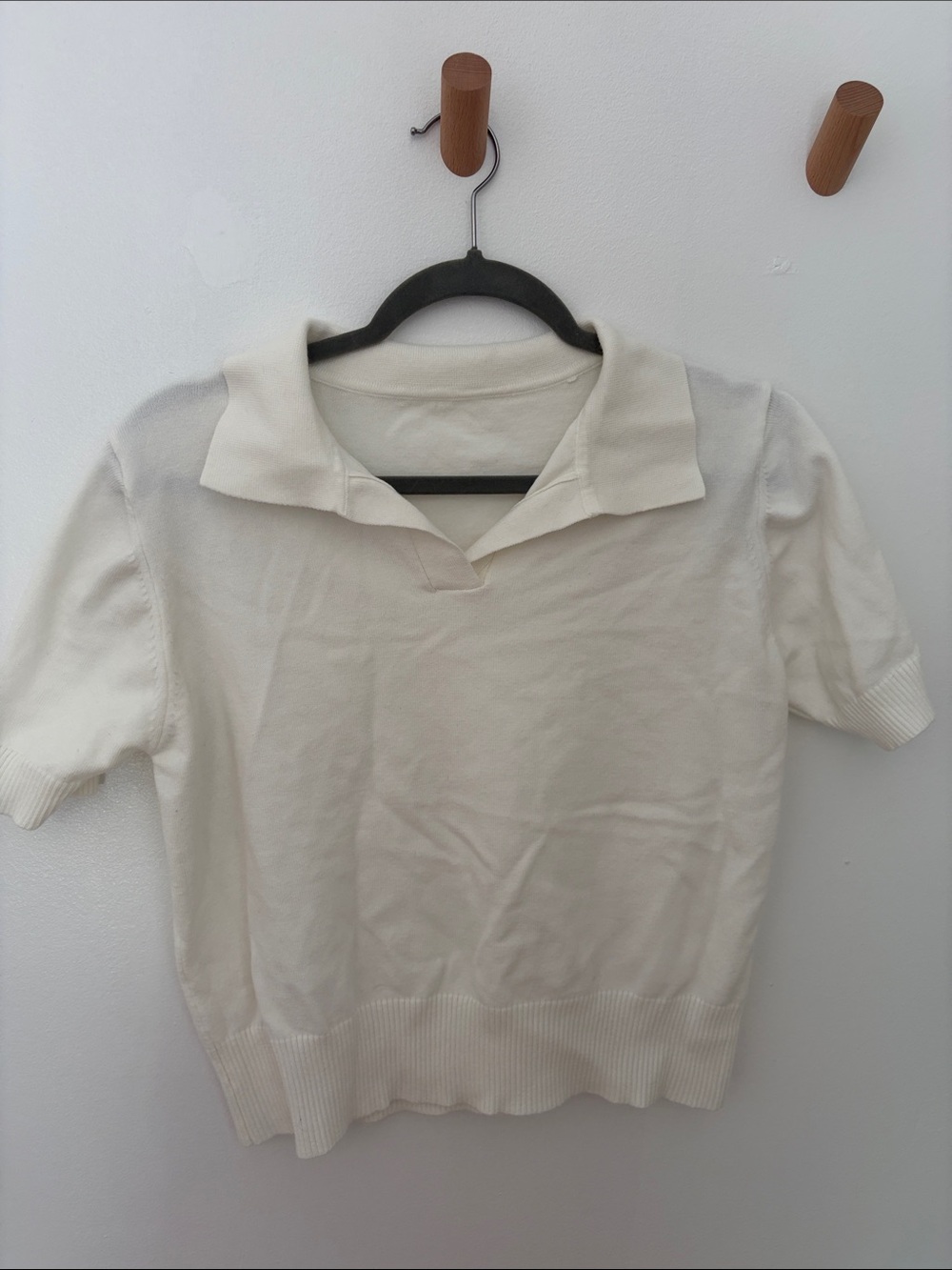 Women's Cream Short-Sleeve Polo Sweater
